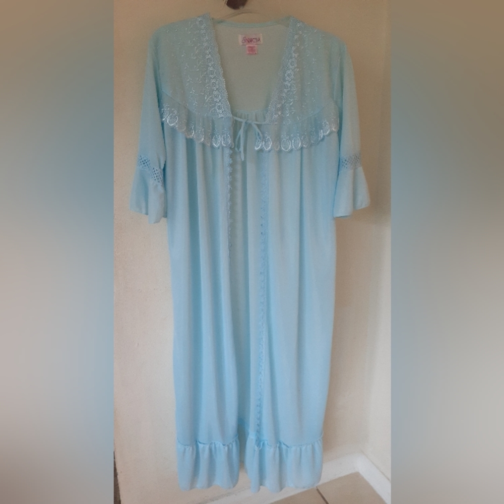 Vintage Sindrella blue peignoir robe Size M
